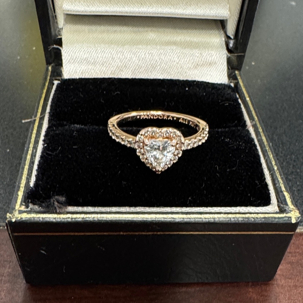 Pandora Rose Gold Heart Ring with Silver Accents